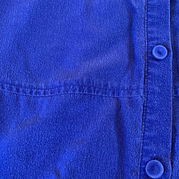 Eileen Fisher Royal Blue Long Sleeve Washed Silk Blouse To Women’s Large - Picture 6 of 7